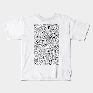 full doodle cute creatures illustration black and white design by shoosh Kids T-Shirt